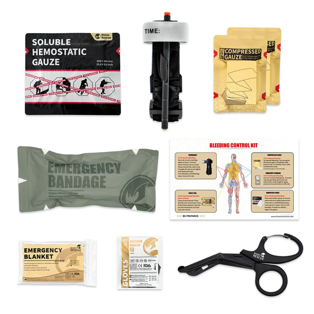 RHINO RESCUE 8PCS Individual Bleeding Control Kit, IFAK Trauma Kit, First Aid Refill Kit