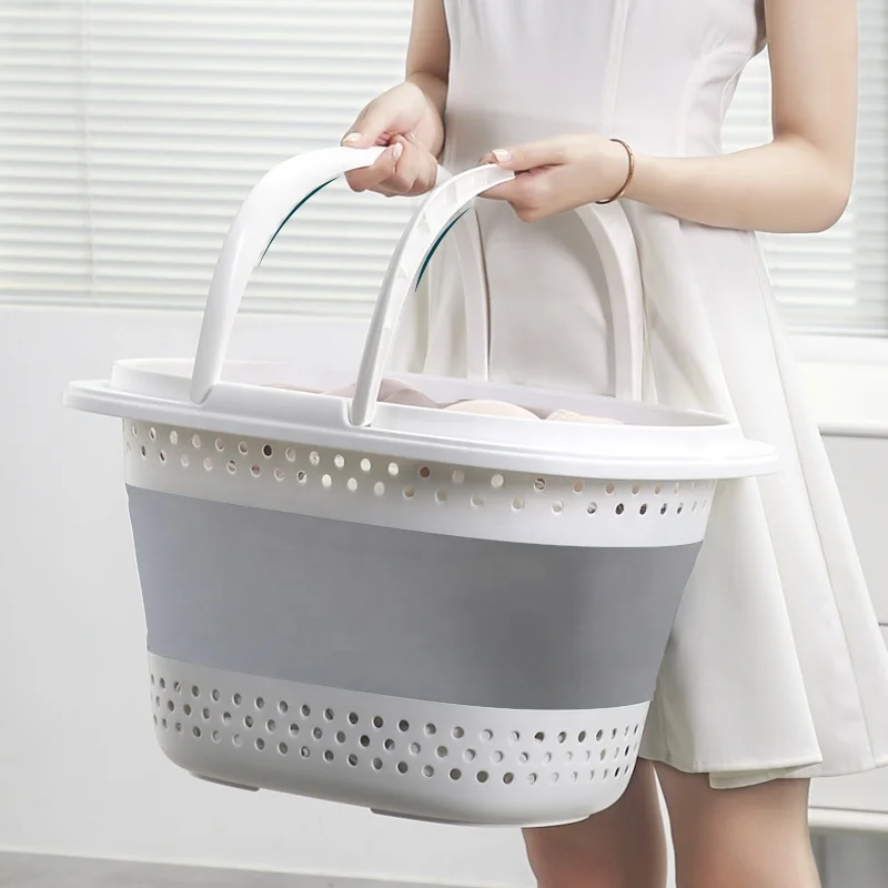 Large Collapsible Plastic Home Clothes Basket Foldable Laundry Space Saving Folding up Storage Container