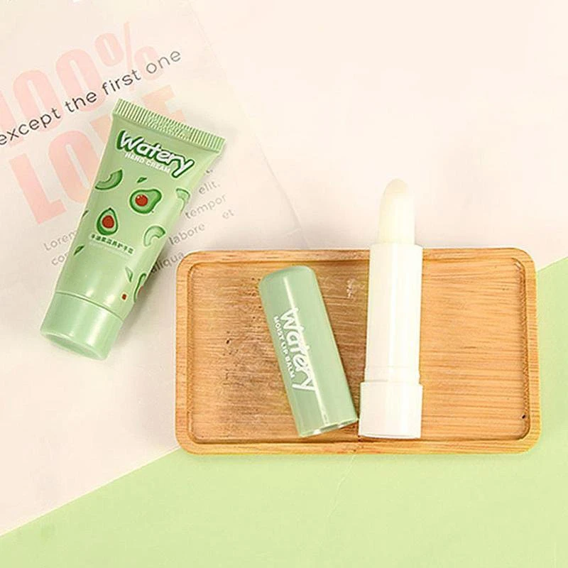 Organic Avocado Strawberry Peach Lip Balm Hand Cream Moisturizing Skin Care Gifts Set