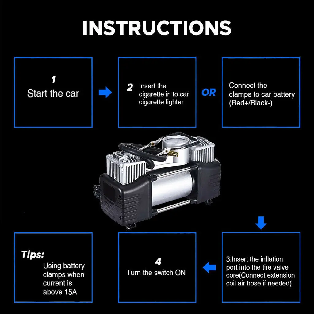 Auto Air compressor Car Tire Air Pump  Inflator with Digital Pressure Gauge Car Portable SUV Motorcycle Air compressor