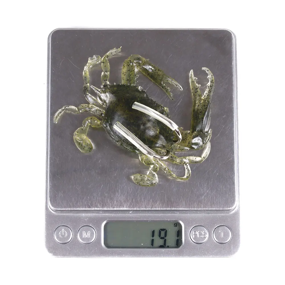Hot Sale 8cm 19g Artificial Lifelike Bait Soft Plastic Crab Fishing Lure with Hooks