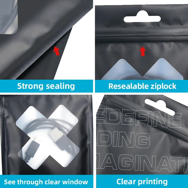 transparent custom resealable plastic packaging bag matte window design aluminum foil Zipper Pouch frosted Zip lock Bag