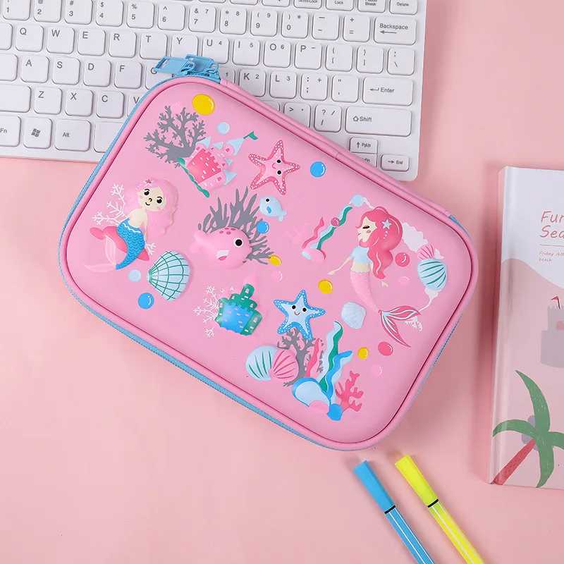 Free Sample 2023 Haslor kids Pencil Case School Pencil Cases Stationery Estuche 3D Space Pen Case Unicorn School Supplies