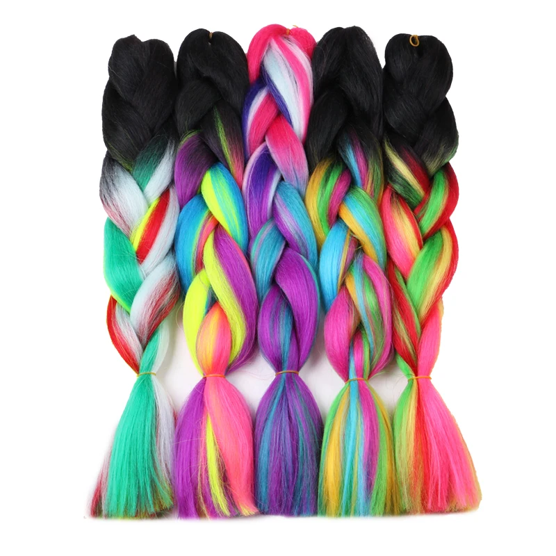 Many Colors Jumbo Braids 24inch 100grams High Temperature Fibre Mixed Color Synthetic Jumbo Braiding Hair Wholesale Price