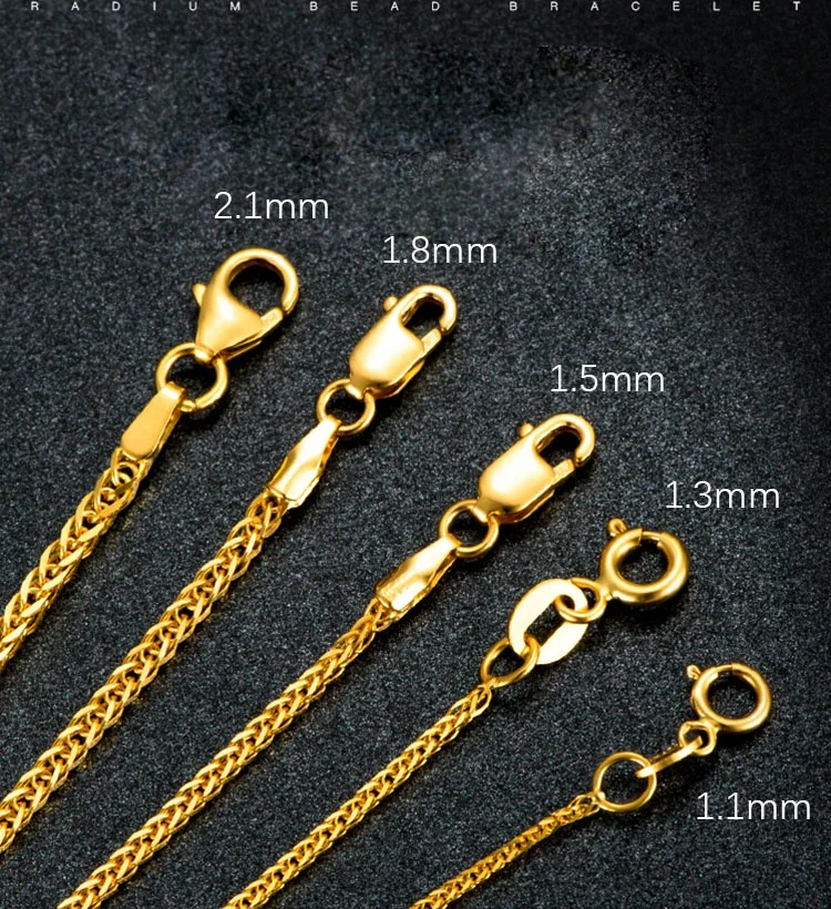 Xinfly Bulk Sale Trendy new design Pure real Chopin chain Clavicle solid 18K Yellow Gold Chain