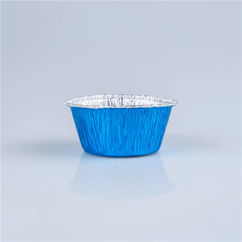 Wholesale colorful 105ml aluminium foil cupcake cup round mini aluminum foil muffin cake tray with lid for party