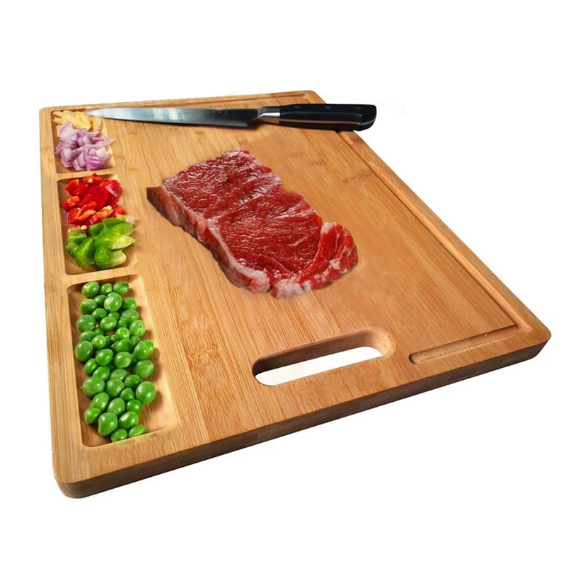 Hot Sale Durable Bamboo Chopping Board Customizable Logos Chopping Board with Knife Set