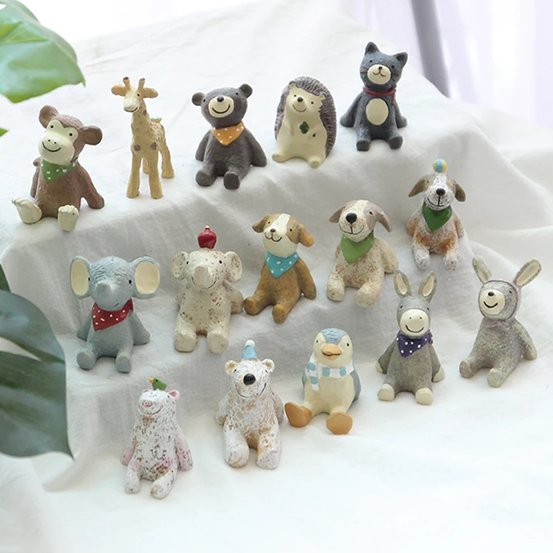 2021 new mixed 15 kinds of Miniature Animals Miniature fairy tale garden decoration Resin Animals model