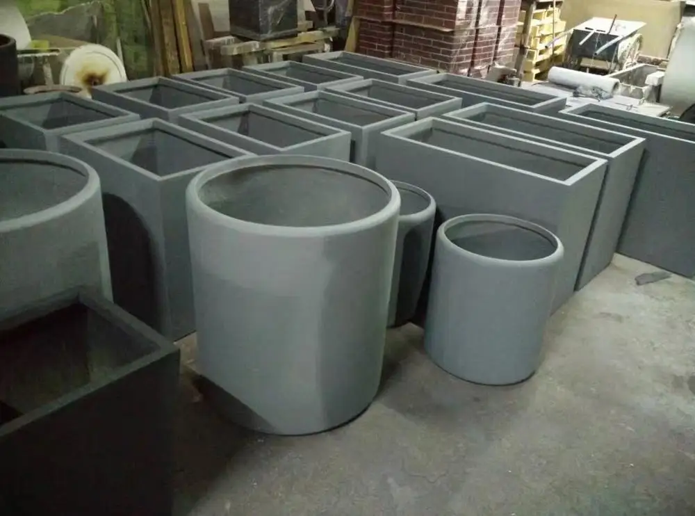 Big Cement Concrete Planter Flower Pot Fiberglass  Molds for Outdoor Garden House Building Decoration