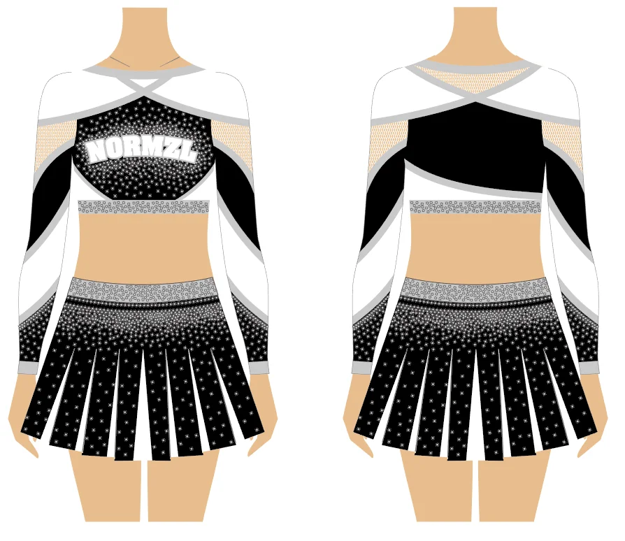 Custom Sexy Cheerleader Outfits Tops And Skirt Multicolor Sublimated Printing Rhinestone Cheerleading Uniforms For Women