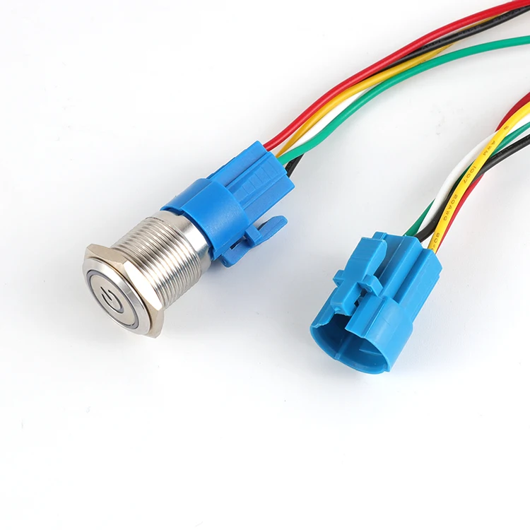 19mm 1NO1NC Latching Momentary 12v led illuminated push button switch customize symbol push button switch