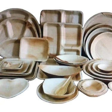 
Exporter of Compostable eco friendly natural Areca palm leaf disposable square plates bowl tray compartment Tableware areca nut 