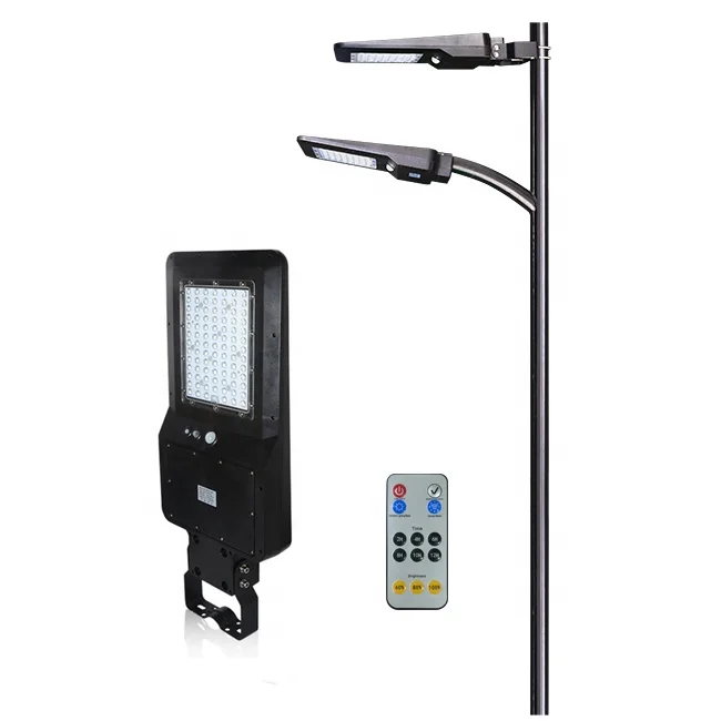 Commercial Solar Street Light 4800LM Solar Street Lamp Dusk to Dawn with Motion Sensor and Remote Control