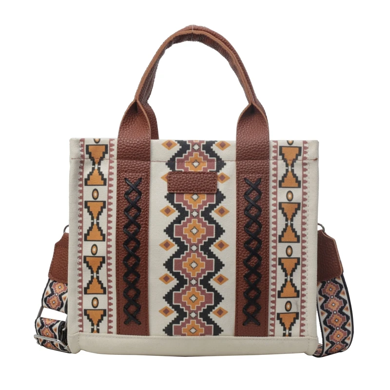 Trendy Vintage Canvas Tote Bag for Women Western Shoulder Purses Boho Aztec Satchel Handbags crossbody