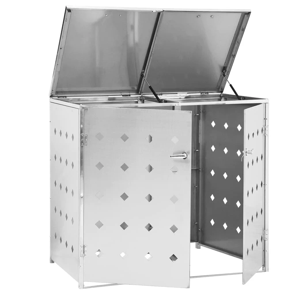 Backyard lockable design metal waste garage trash bin