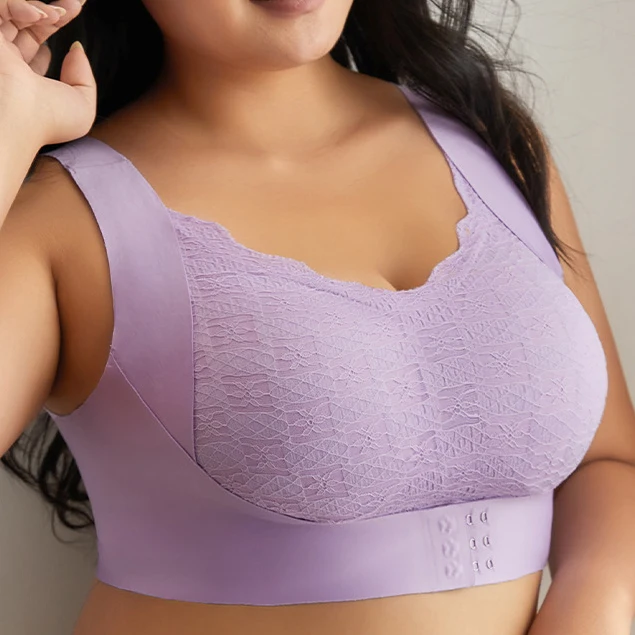Ladymate ODM/OEM sujetador de talla grande para mujer Woman front closure seamless bra wireless lace bra M-5XL plus size bra