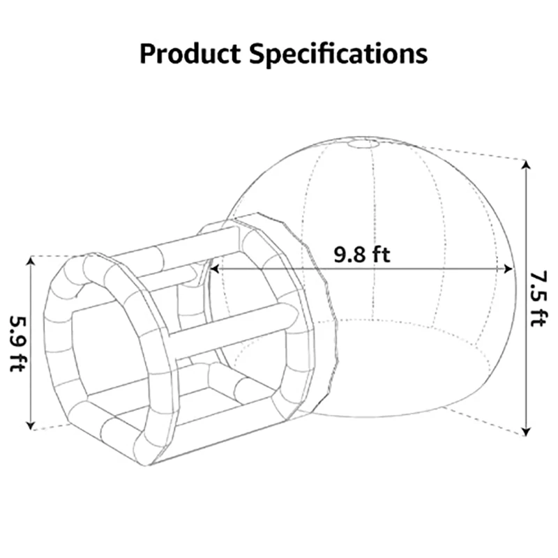 Inflatable bubble camping tent with tunnel clear inflatable lawn tent inflatable bubble tent