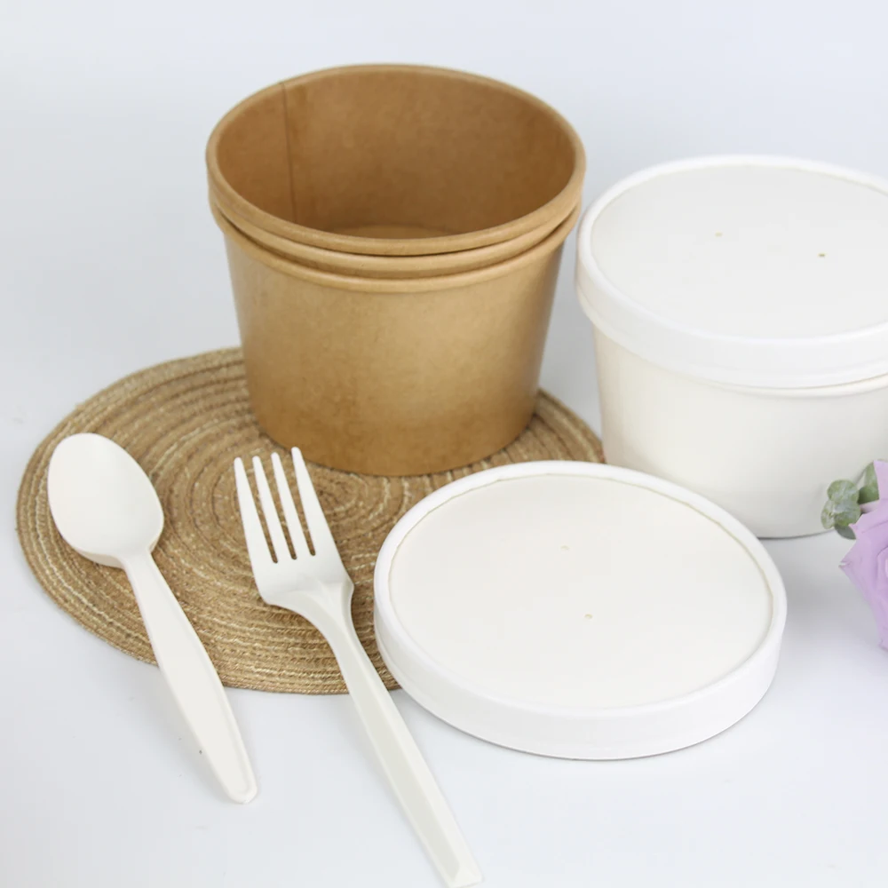 Custom Big Small Round Brown White Disposable To Go Ecofriendly Take Away Ice-Cream Paper Cup