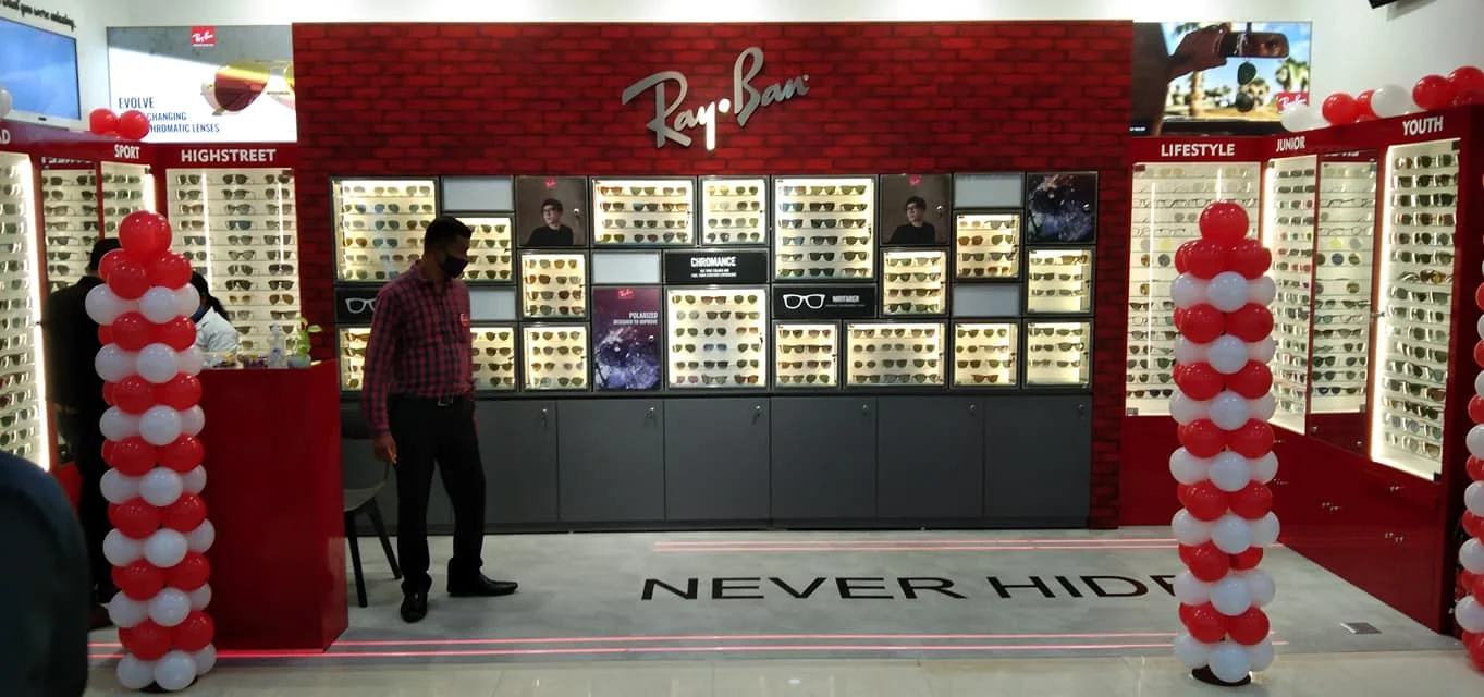 Rayban Sunglasses Store Wall Display Cabinet Of Optical Shop Interior Display Showcase Decoration