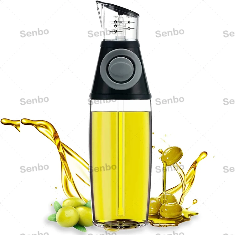 Hot-selling High Quality Press Measure Pump Vinegar  Olive Oil Dispenser Glass Bottle For Kitchen Cooking 500ML
