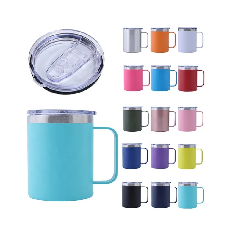 Insulated Stainless Steel Travel Tumbler 10oz 12oz 14oz Coffee Mug Cup With Handle