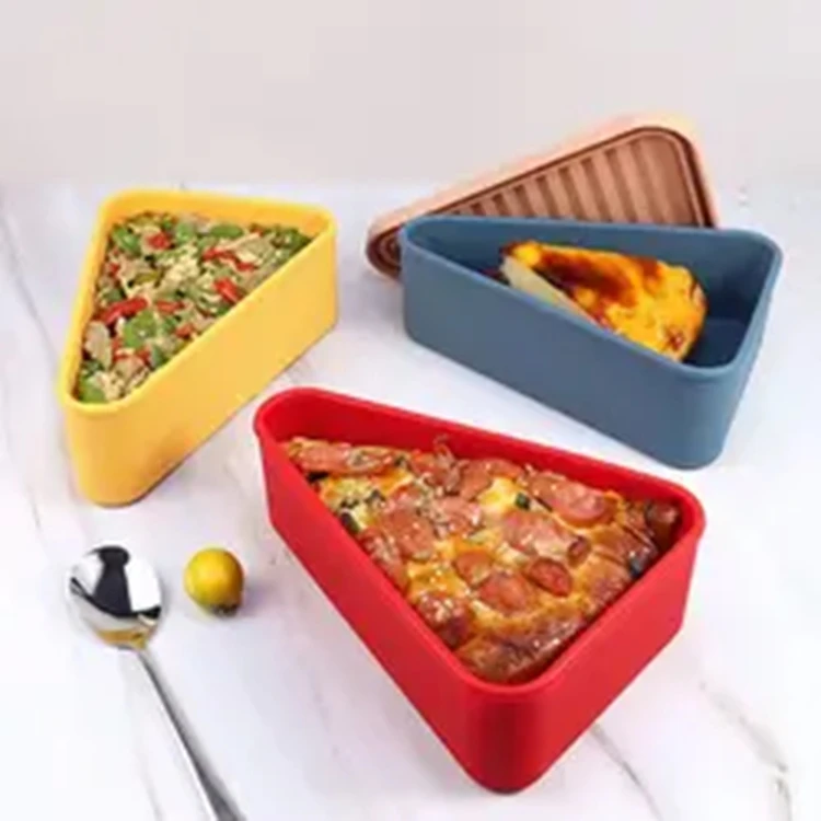 New style pizza crisper silicone folding pizza box food grade material Leftover Pizza Storage Container Expandable Lunch Box