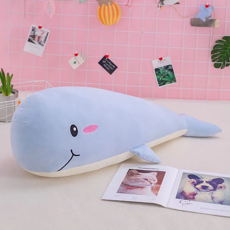 T953 30cm-110cm Soft Pink Blue Grey Ocean Animal Creative Whale Pillow for Sleeping Cute Whale Doll Plush Pillow Toys