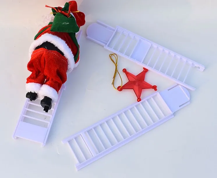 Santa Claus Climbing Ladder Jingle Bells Electric Toy Christmas Decoration Kids Gift