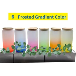 hot sale 16oz 20oz soda shaped juice iced coffee  coke beer forested gradient color glass can with bamboo lid