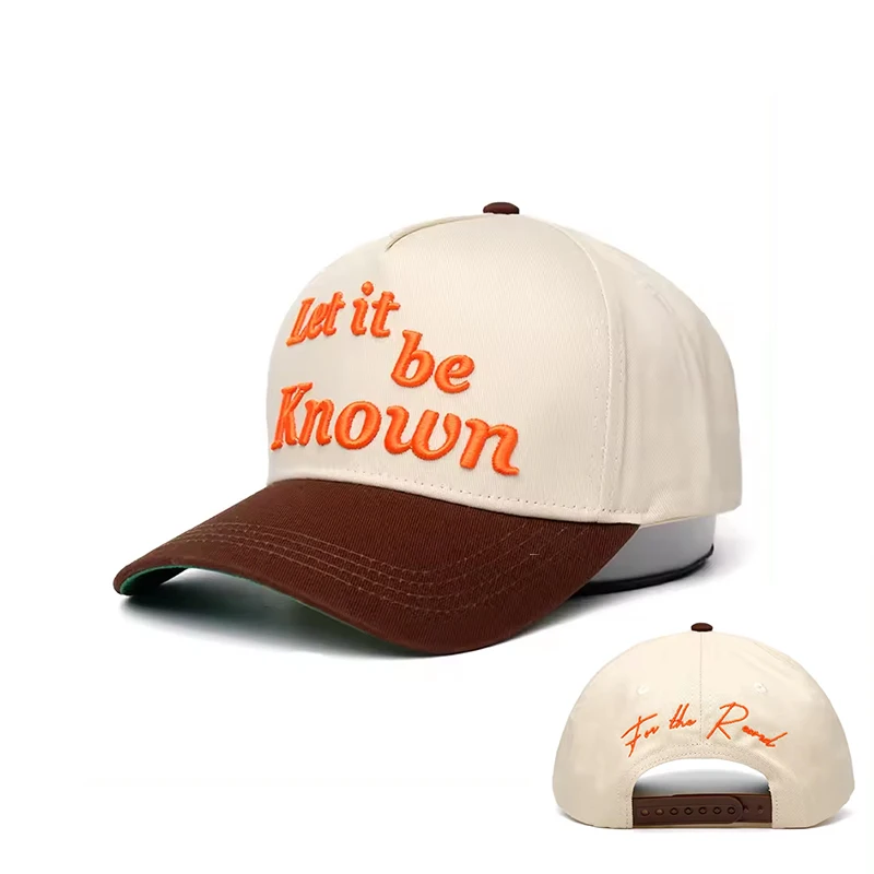 Custom High Quality 2 Tone 5 Panel 3d Embroidery Logo Hat Wholesale Cotton Baseball Caps