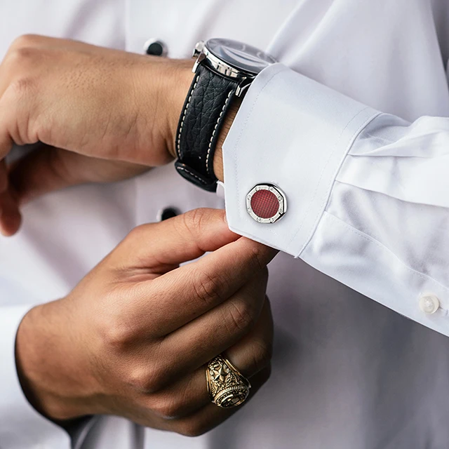 New Arrival Gold Silver Cufflinks Round Shape 20mm Custom Enamel Color Metal Cuff Buttons for Mens