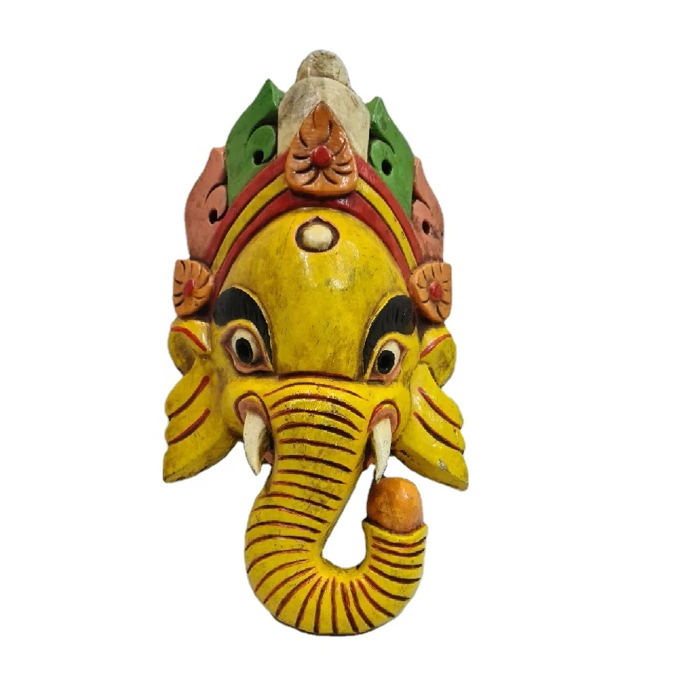 Nepal Handcrafted Wall Decor Face Nepali  Wooden Carving Home Sculpture, Make in India Wood Crafts Gift