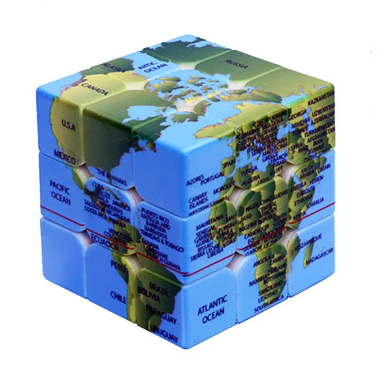 Hot Amazon Kids Educational Toys World Map Designer Magic Puzzle Cube 3x3