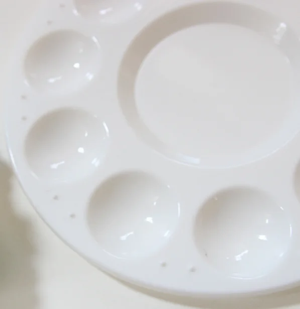 High Quality Cheap Price Eco-friendly Non-Toxic White PP Plastic Material Made Oil Watercolor Painting Mixing Tray Pallet