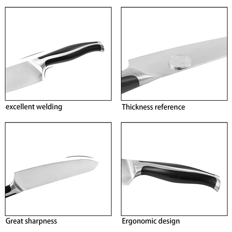 6pcs Stainless Steel Stainless Steel 5cr15 Mov Kitchen Knife Set With Bamboo Block Royal Swiss Knife Set