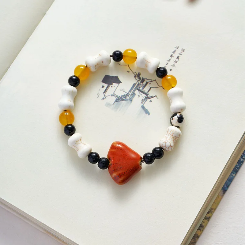 Cute Temperament Ceramic Jewelry Gift Cartoon Cat  Star Butterfly Shell Hand-Woven Beaded Bracelet For Girls