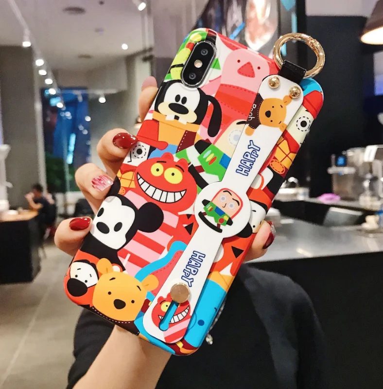 Anime Mickey Toy Story Monster Inc wristband holder Phone Case For iPhone 12 pro max 12 Mini 11 XS X free shipping