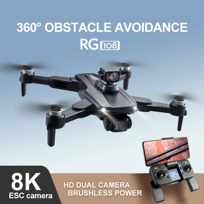 RG108 MAX Drone 8K Dual HD Camera FPV Aerial Photography 5G GPS Brushless Motor Foldable RC Professional Quadcopter drones