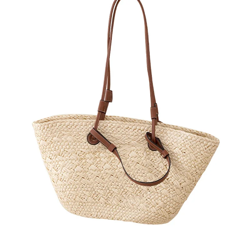 4grocco Basket Braided Straw Rattan Raffia Palm Tree Leather Easyivecoarry Large Size Wayuu Crochet Bag for Women Handbag 2 Din