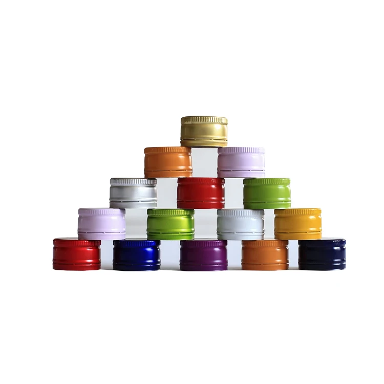 Pilfer-Proof Cap / Plain Silver Aluminum Screw Cap 28mm PE Foam Liner for Soft Drinks and Alcohol Drinks