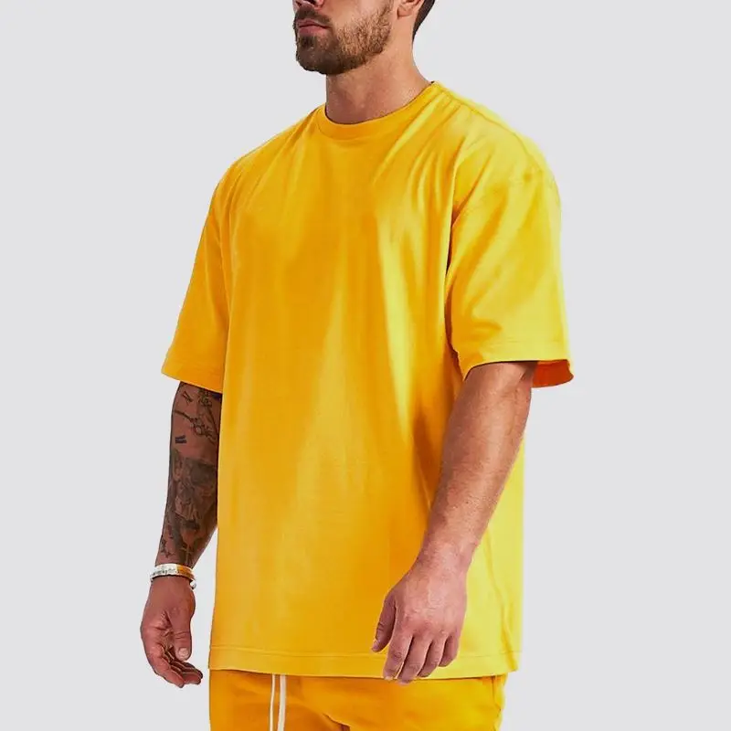 Wholesale custom men oversized blank heavyweight tshirt custom silk screen print embossed embroidered thick t shirt