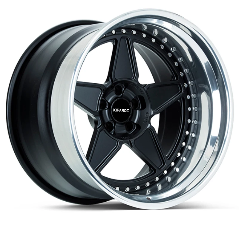 kipardo 18 19 20 inch 5x112 Alloy wheel Forged rims Pentagram Wheel 3 Piece Red Chrome rims