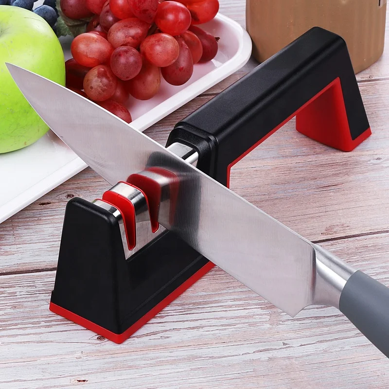 нож точилка для прямых и зубчатых столовых ножей 3-ступенчатый Алмазное покрытие колеса системы точит будит тупить ножи быстро