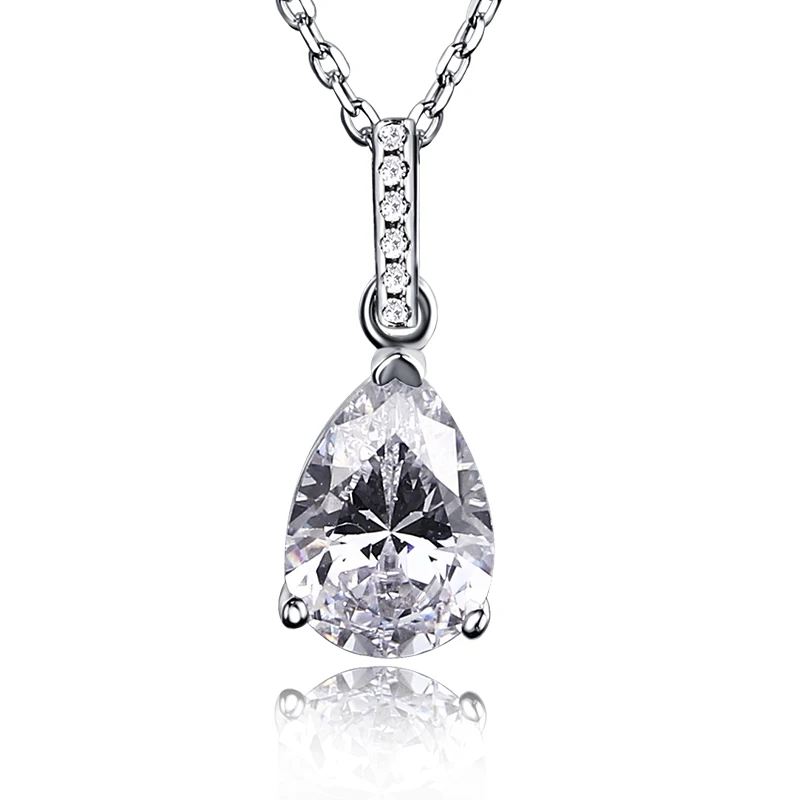 Dylam wholesale Price Cubic Zirconia 925 Sterling SilverJewlery Necklace Ladies Women Water Drop Pendant Necklace For Women
