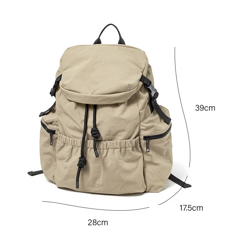 Fashion new leisure large capacity waterproof nylon backpack pull rope bag women school sports backpack
