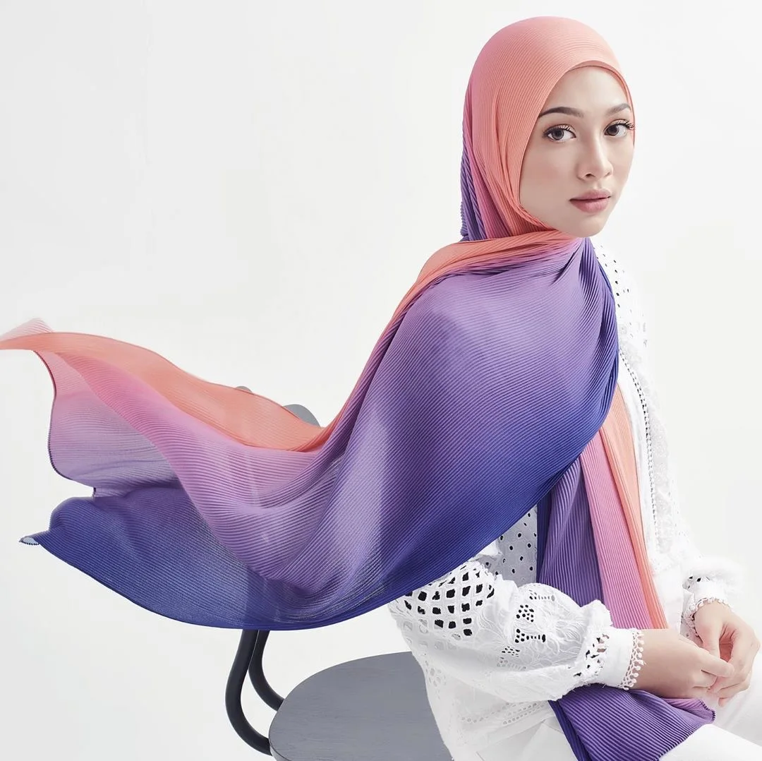 2021 High Quality Mini Pleated Chiffon Hijab Muslim Shawl For Malaysia