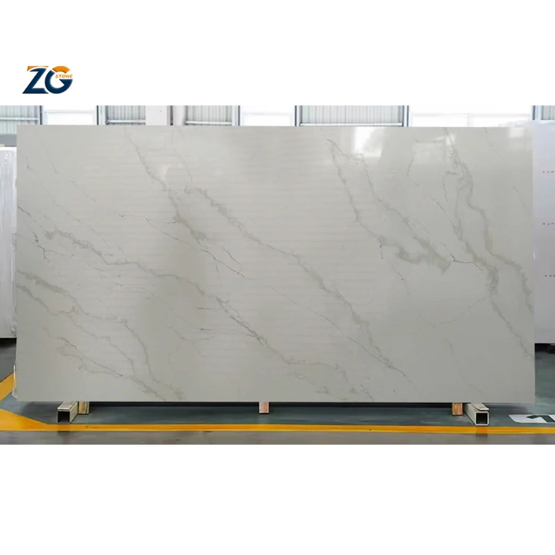 ZGSTONE Calacatta White Marble Grey Vein Big Slab Artificial Stones Quartz Slab Kitchentop Countertop Background Wall Tiles