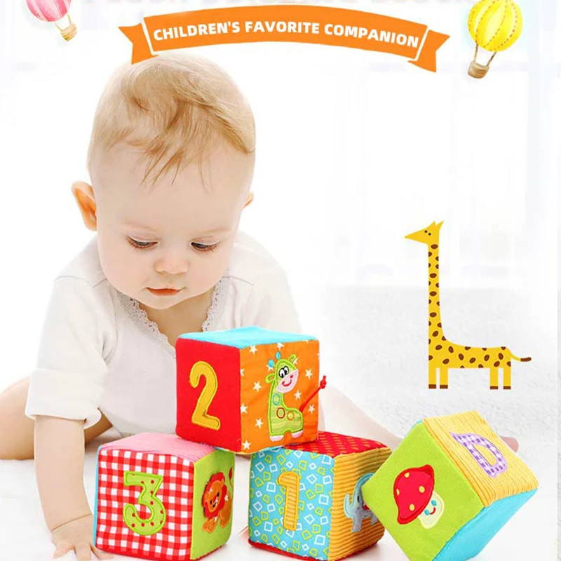 Various colors animals and numbers early educational building blocks BB device plush toys for child