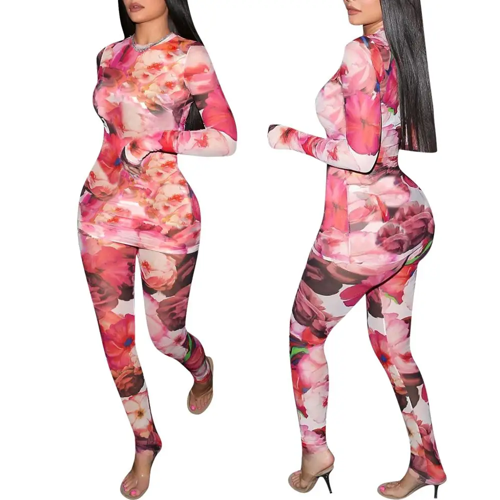 Уникальный, высокое качество, модный комплект из двух предметов с цветочным принтом для девочек, рубашка с длинным рукавом и принтом повседневный костюм для девочек обтягивающие штаны FM-3868