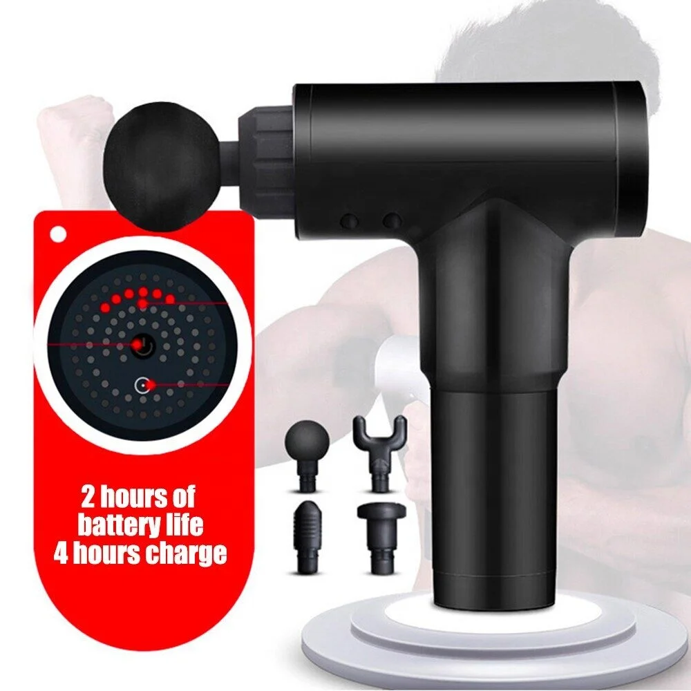 2023 Deep Muscle Relaxation Pain Relief Massage Gun Handheld Electric Body Massager Portable 4 Massage Heads 5 Gears
